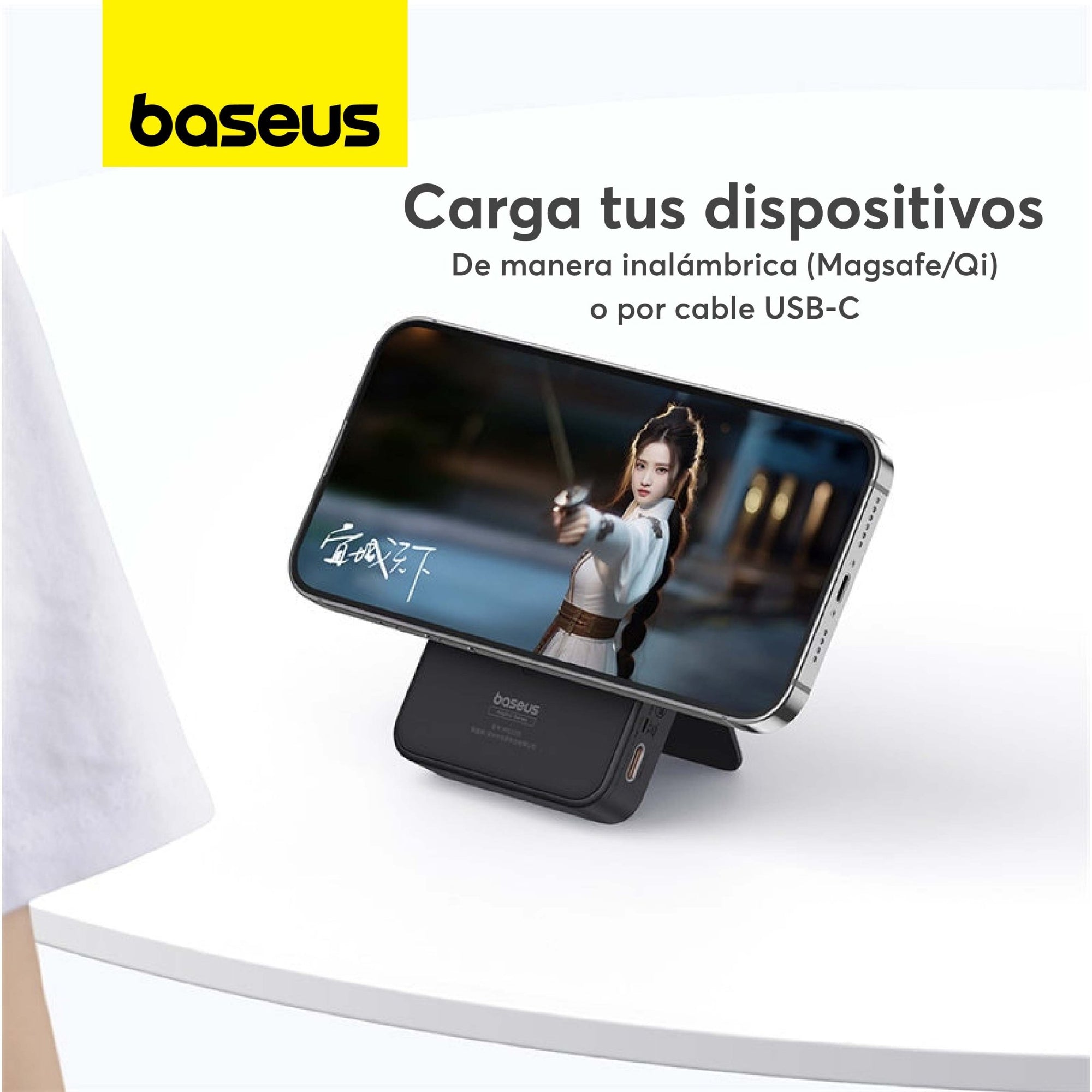 Power Bank Baseus MagPro 5000mAh Carga Rápida Inalámbrica PD 20W Con Soporte Magnético Negro - Bestmart