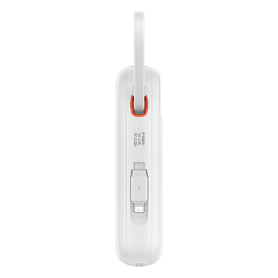 Power Bank Baseus Qpow2 con Pantalla Digital y Cables Lightning y Tipo - C Carga Rápida 10.000mAh 22.5W Blanco - Bestmart