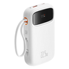 Power Bank Baseus Qpow2 con Pantalla Digital y Cables Lightning y Tipo - C Carga Rápida 10.000mAh 22.5W Blanco - Bestmart