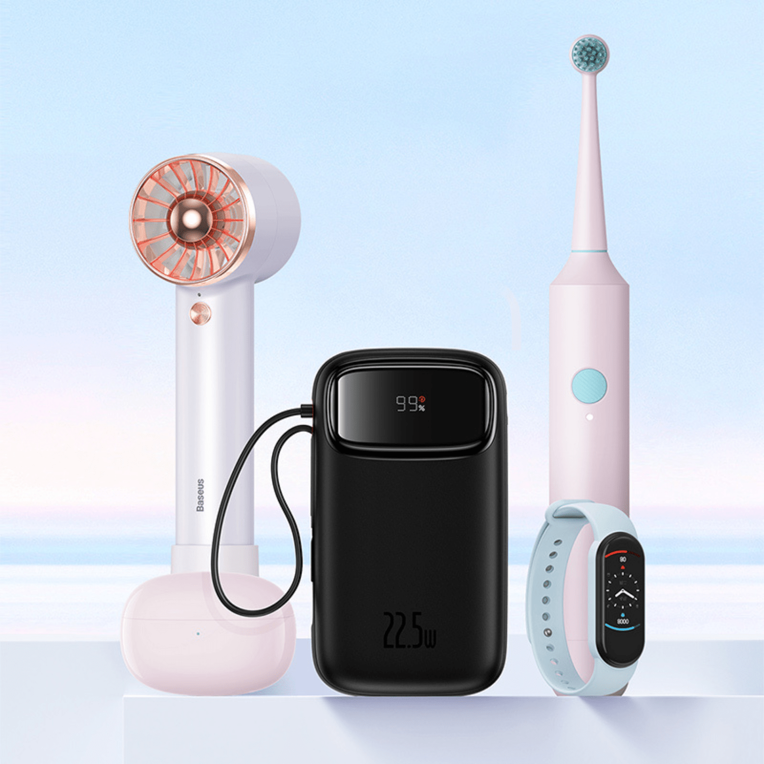 Power Bank Baseus Qpow2 con Pantalla Digital y Cables Lightning y Tipo - C Carga Rápida 10.000mAh 22.5W Negro - Bestmart