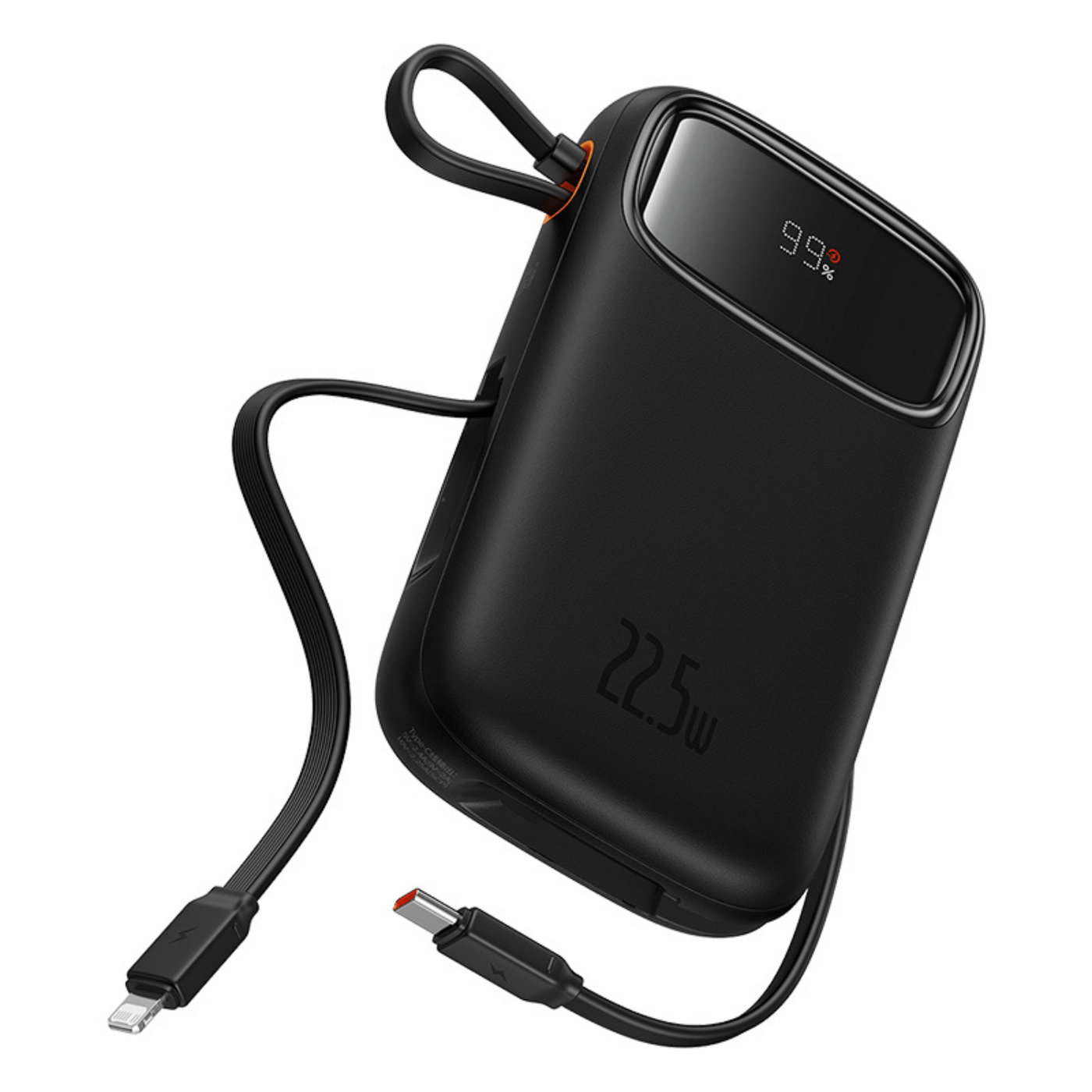 Power Bank Baseus Qpow2 con Pantalla Digital y Cables Lightning y USB-C Carga Rápida 10.000mAh 22.5W Negro