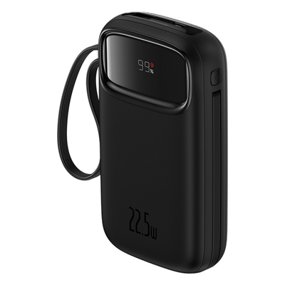Power Bank Baseus Qpow2 con Pantalla Digital y Cables Lightning y Tipo - C Carga Rápida 10.000mAh 22.5W Negro - Bestmart