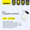 Power Bank Baseus Qpow2 con Pantalla Digital y Cables Lightning y Tipo - C Carga Rápida 20.000mAh 22.5W Blanco - Bestmart