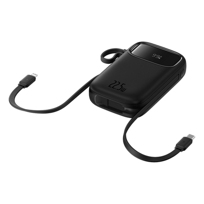Power Bank Baseus Qpow2 con Pantalla Digital y Cables Lightning y USB-C Carga Rápida 10.000mAh 22.5W Negro (Open Box) - Bestmart