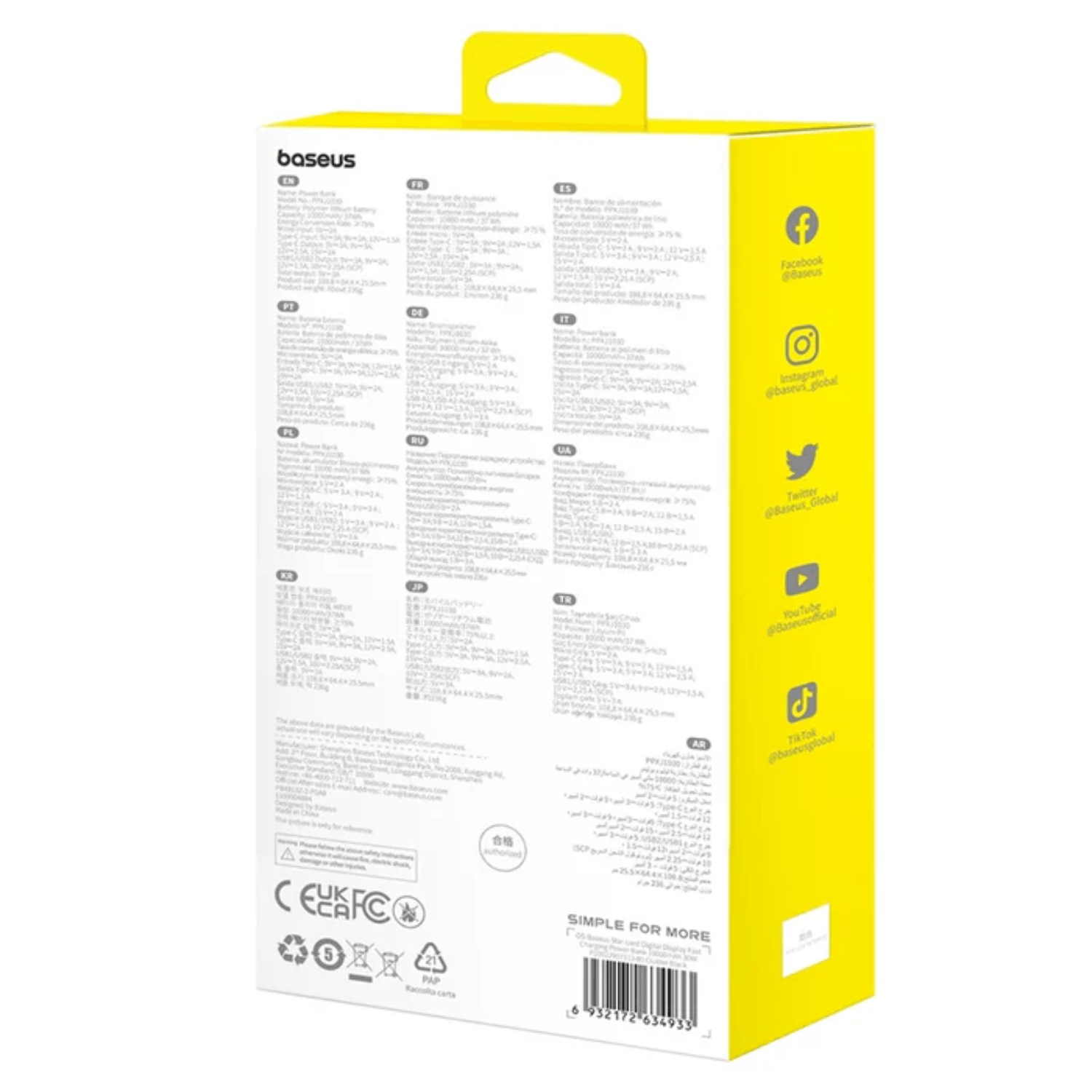 Power Bank Baseus Star - Lord con Pantalla Digital Carga Rápida 10.000mAh 30W Negro - Bestmart