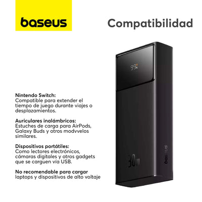 Power Bank Baseus Star - Lord con Pantalla Digital - Carga Rápida 20.000mAh 30W - Negro - Bestmart