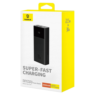 Power Bank Baseus Star - Lord con Pantalla Digital - Carga Rápida 20.000mAh 30W - Negro - Bestmart