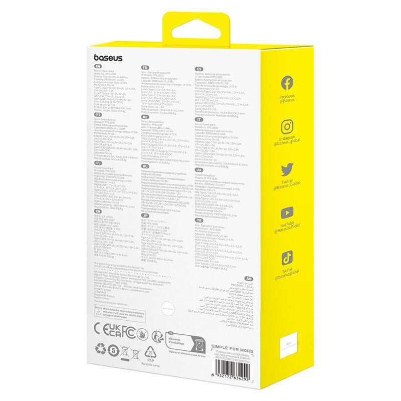 Power Bank Baseus Star - Lord con Pantalla Digital - Carga Rápida 30.000mAh 30W - Negro - Bestmart