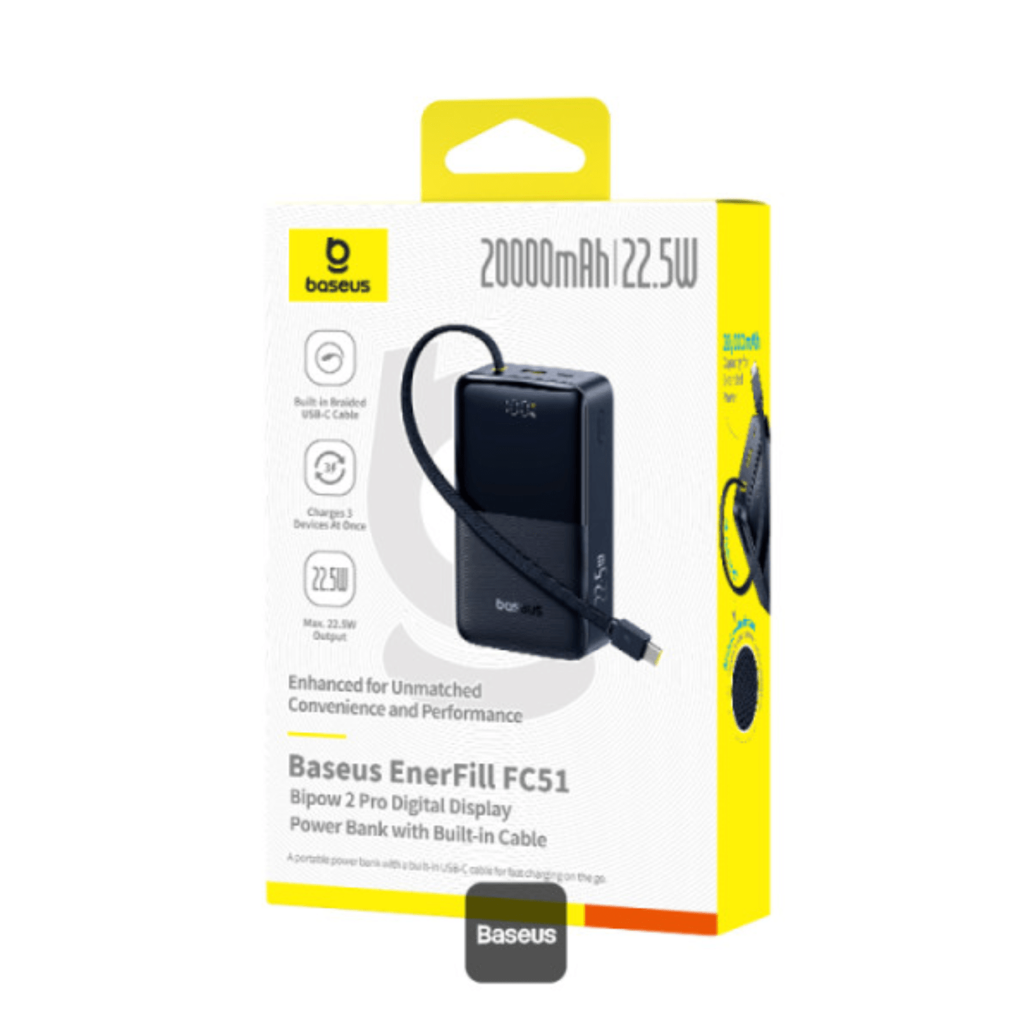 Powerbank Baseus EnerFill Bipow2 Pro 20000mAh USB - C Cable 22.5W Negro - Bestmart