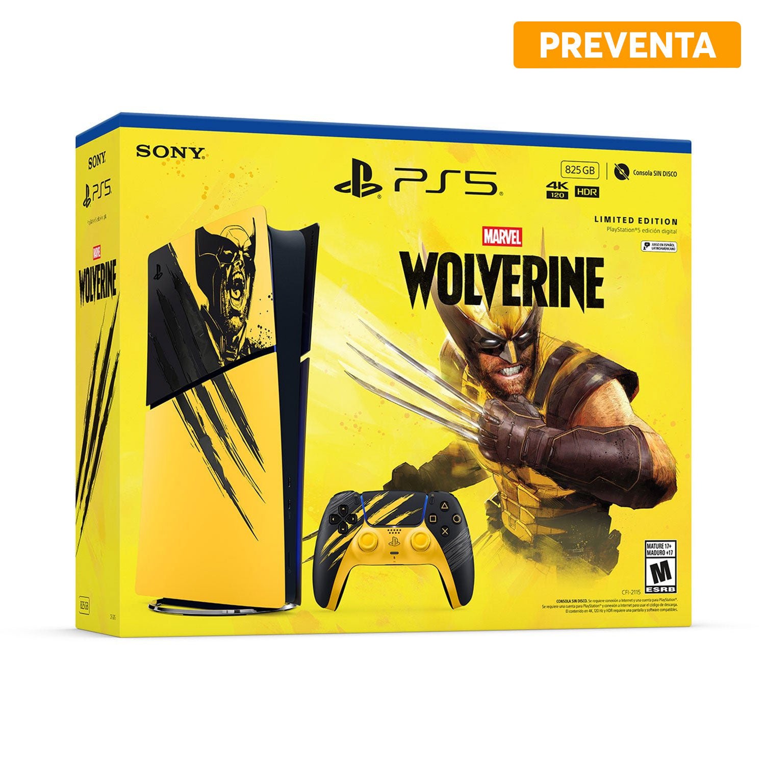 Preventa Consola Sony PlayStation 5 Slim Edición Digital 825GB Marvel's Wolverine Battle Yellow