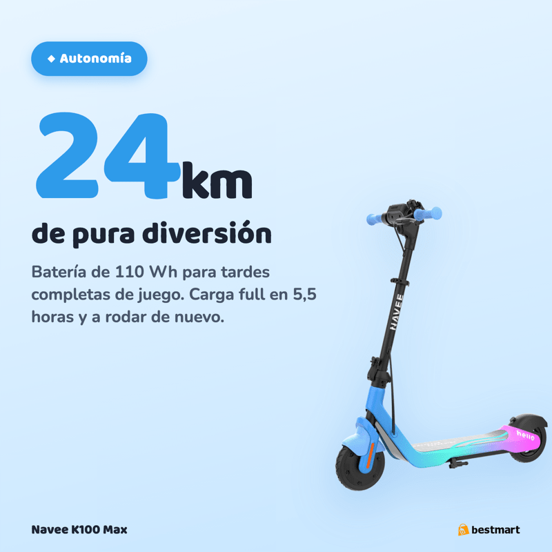 Preventa Scooter eléctrico infantil Navee K100 Max 260W Azul - Bestmart