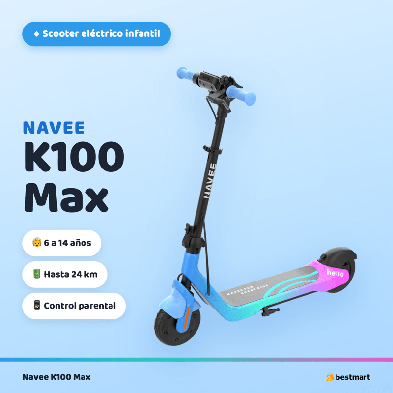 Preventa Scooter eléctrico infantil Navee K100 Max 260W Azul - Bestmart