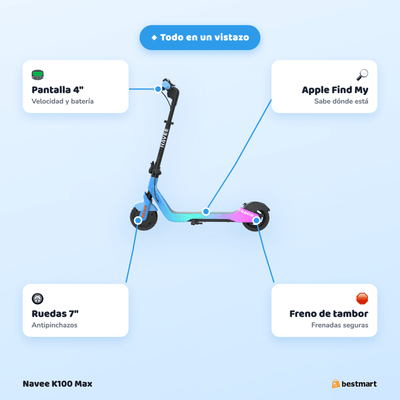 Preventa Scooter eléctrico infantil Navee K100 Max 260W Azul - Bestmart
