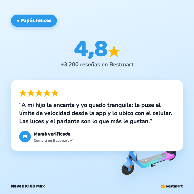 Preventa Scooter eléctrico infantil Navee K100 Max 260W Azul - Bestmart