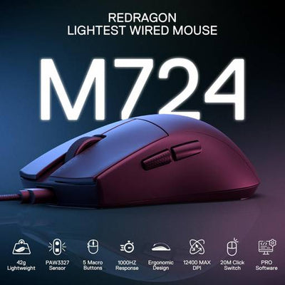 Pack Mouse Redragon King M724 + MousePad  Flick M