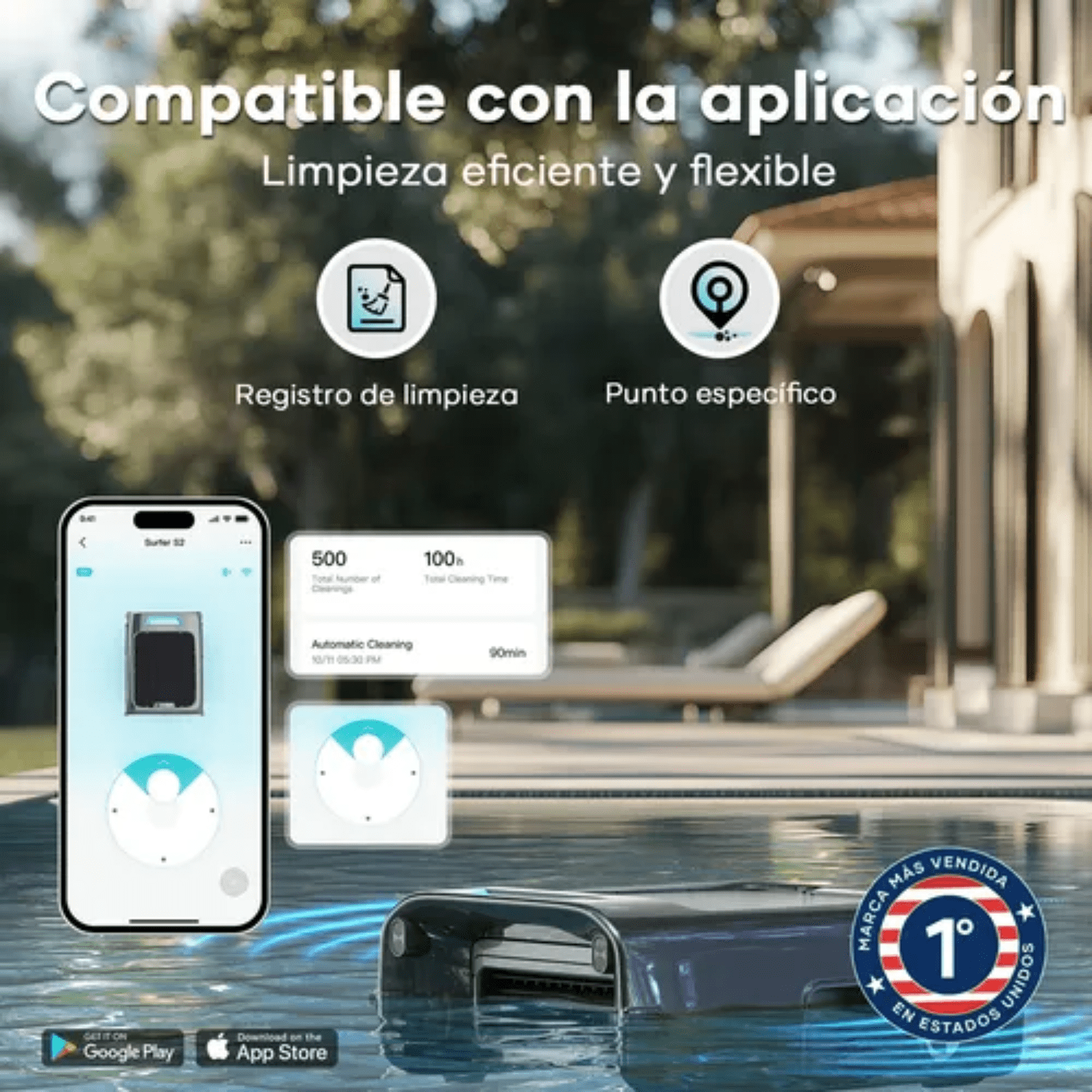 Robot Limpiador de Piscina Automático con Carga Solar - Aiper Surfer S2 - Bestmart