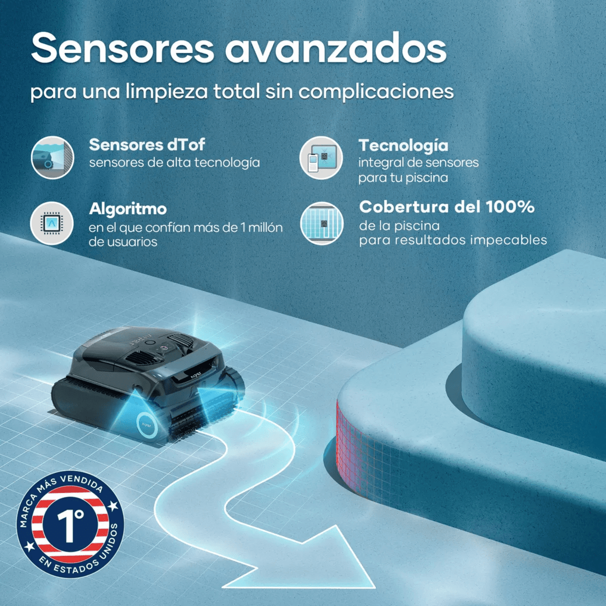 Robot Limpiafondo y Paredes de Piscina Automático - Aiper Scuba X1 - Bestmart