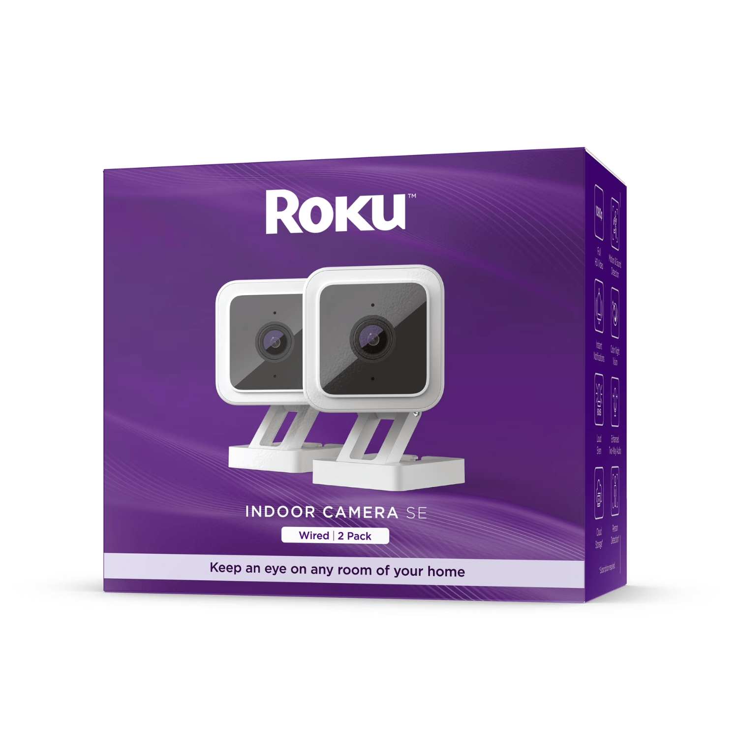 Roku Smart Home Camara de Seguridad Interior - Cableada - Pack de 2 - Modelo CS1000P2R - Bestmart