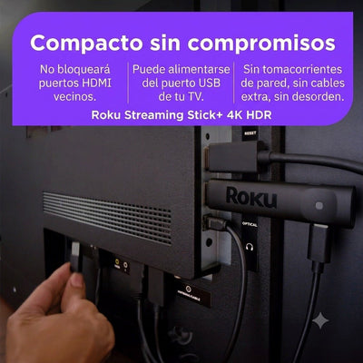 Roku Streamer Plus 4K HDR Control por Voz Streaming WiFi Negro - Bestmart