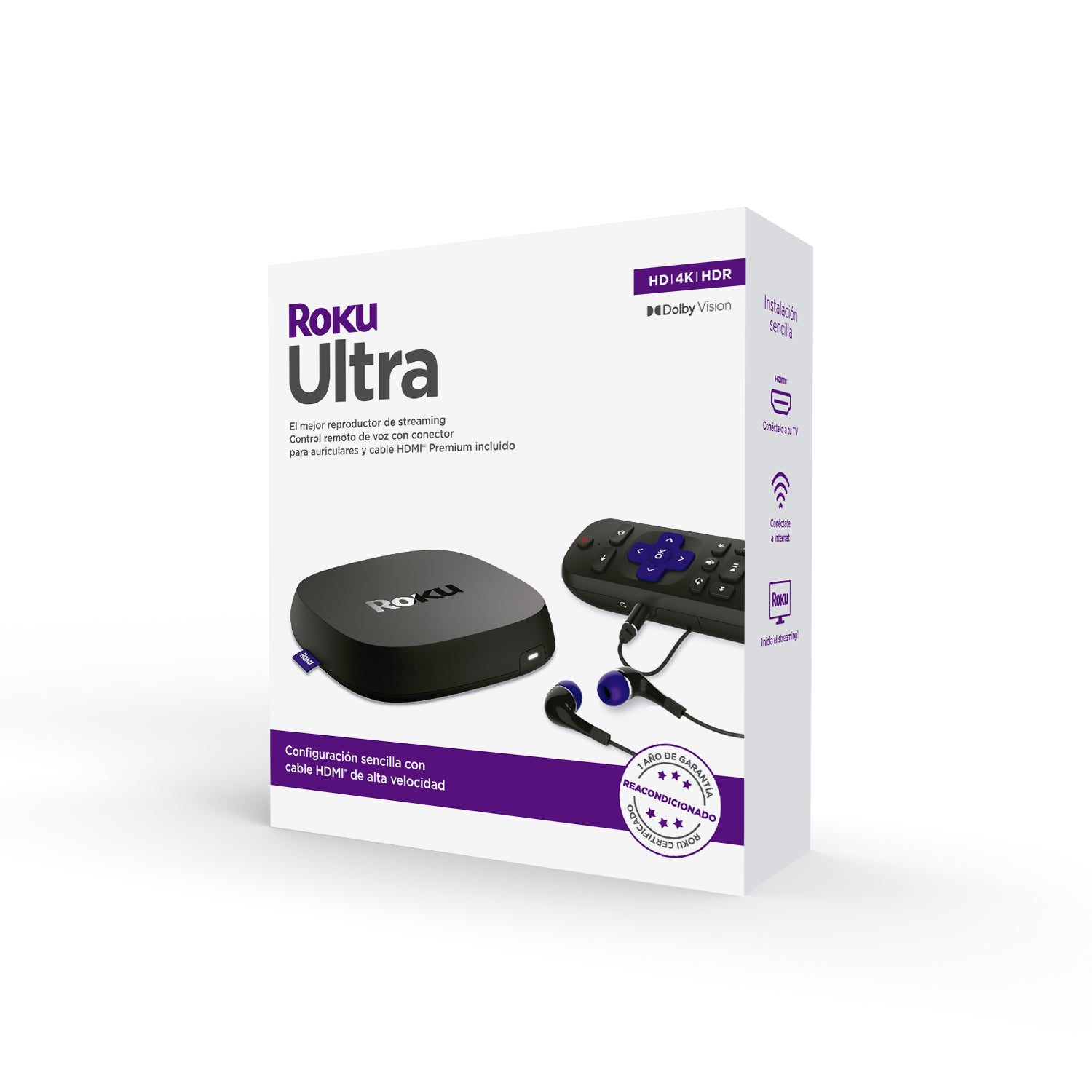 Roku Ultra 4K HDR Dolby Vision Ethernet Manos Libres - Reacondicionado por Roku - Bestmart