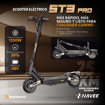 Scooter eléctrico Navee ST3 Pro 1350W Negro - Bestmart