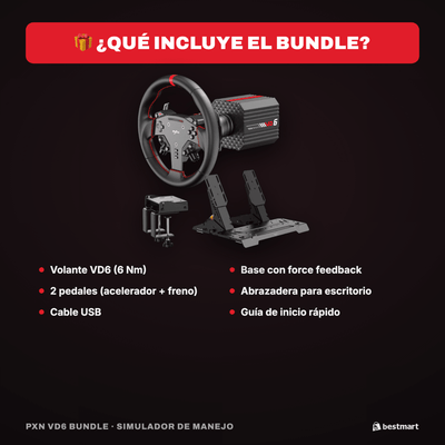 Simulador de Manejo PXN Bundle VD6 Negro - Bestmart