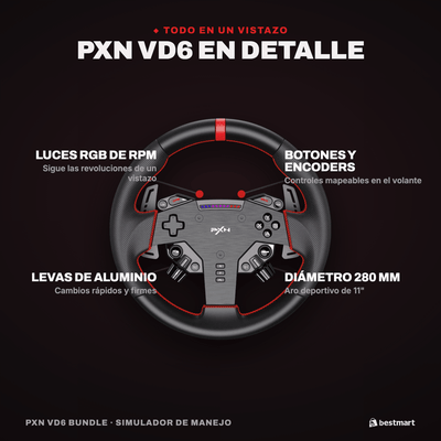 Simulador de Manejo PXN Bundle VD6 Negro - Bestmart