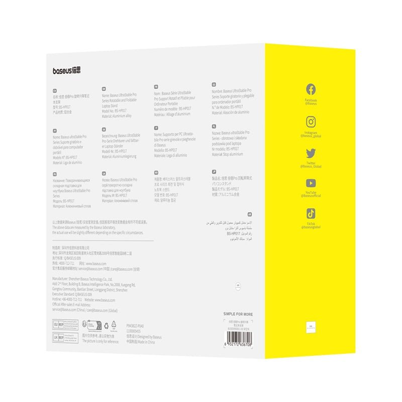 Soporte Notebook Baseus Plegable Giratorio 360 Aluminio - Gris - Bestmart