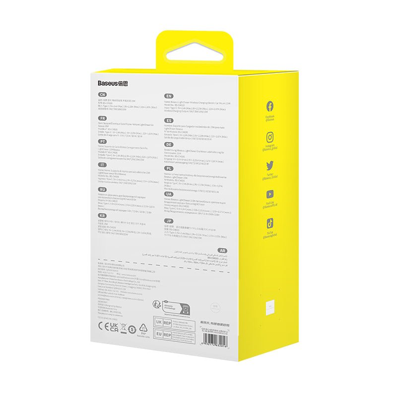 Soporte para auto con cargador inductivo 15W Baseus LightChaser - Negro - Bestmart