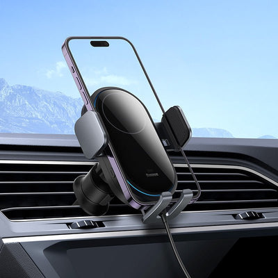 Soporte para auto con cargador inductivo 15W Baseus LightChaser - Negro - Bestmart