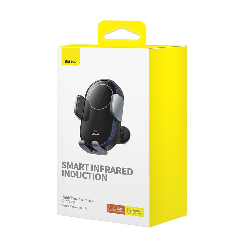 Soporte para auto con cargador inductivo 15W Baseus LightChaser - Negro - Bestmart