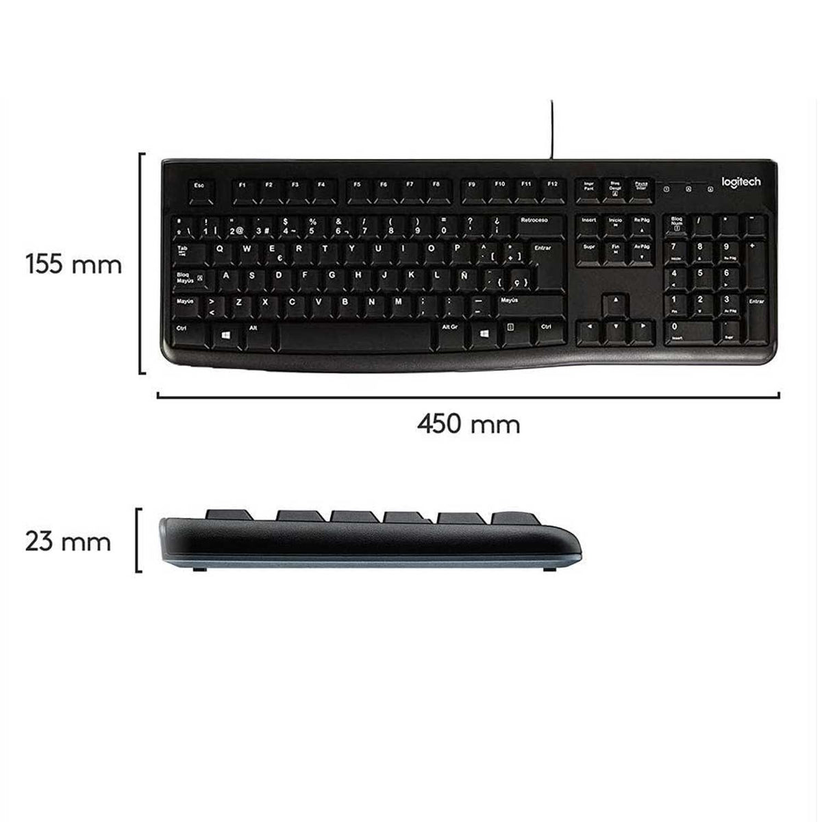Teclado Alambrico Logitech K120 Qwerty USB Español Negro - Bestmart