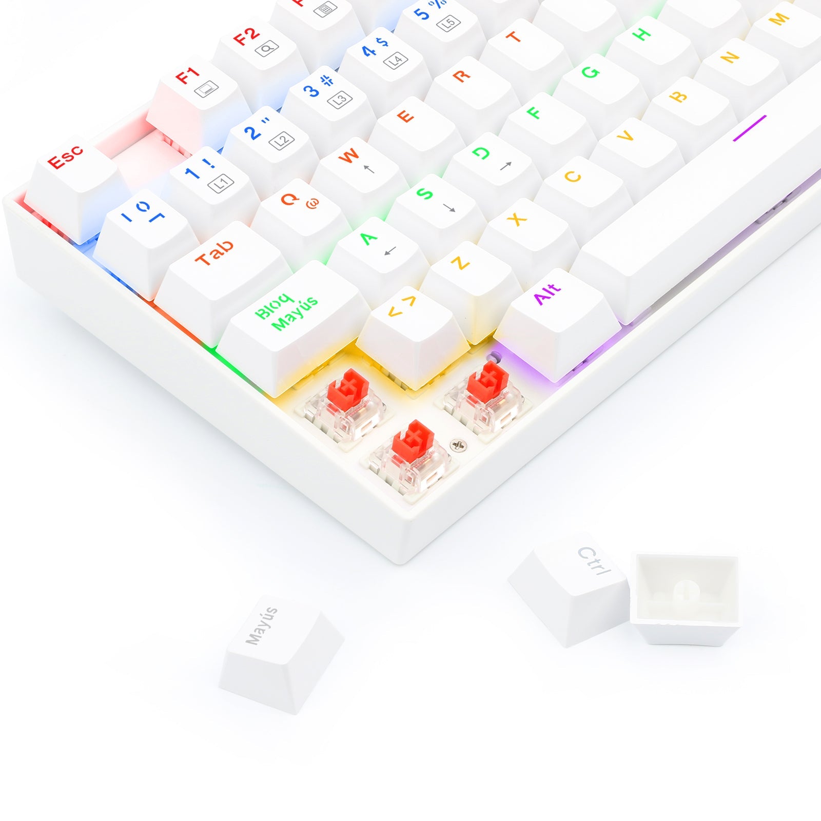 Teclado Gamer KUMARA 2 K552R - SP Rainbow Switch Red Blanco - Bestmart