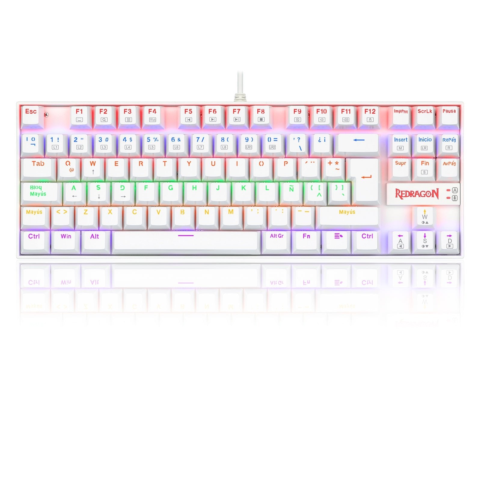 Teclado Gamer KUMARA 2 K552R - SP Rainbow Switch Red Blanco - Bestmart
