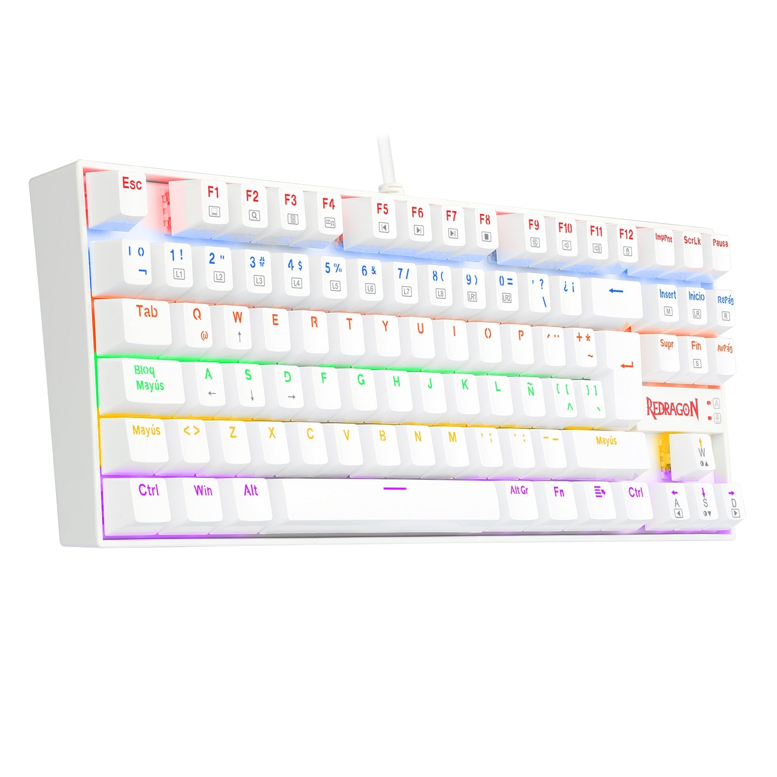 Teclado Gamer KUMARA 2 K552R - SP Rainbow Switch Red Blanco - Bestmart