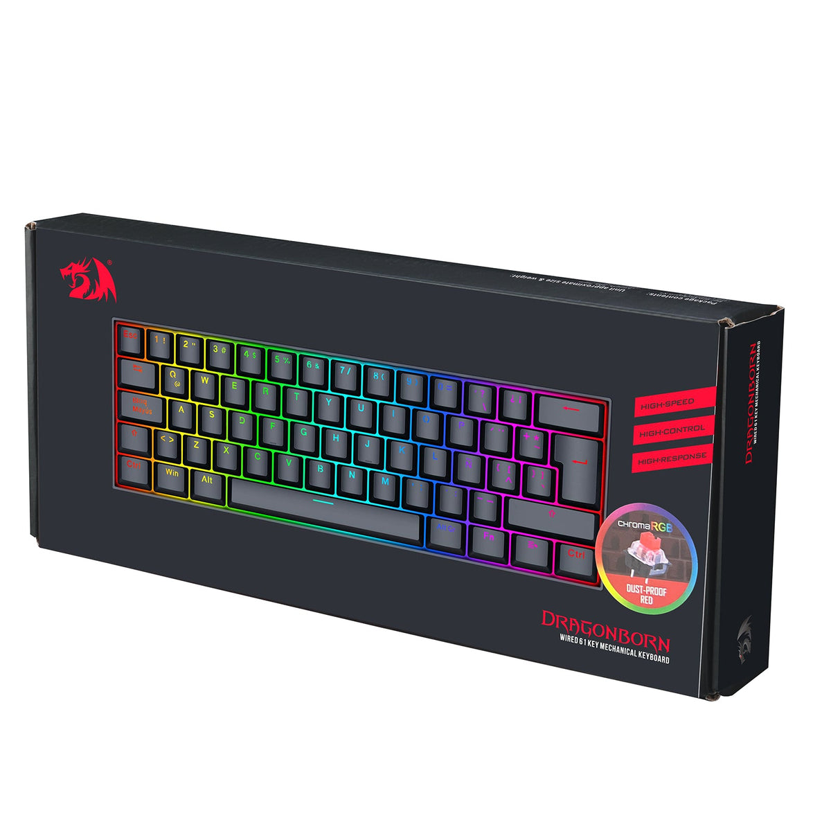 Teclado Gamer Redragon DRAGONBORN K630 RGB - SWITCH RED - Negro - Bestmart Open Box