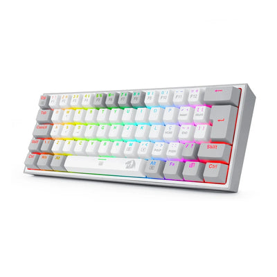 Teclado Gamer Redragon Fizz K617 RGB Mecánico Switch Red Blanco con Gris - Bestmart
