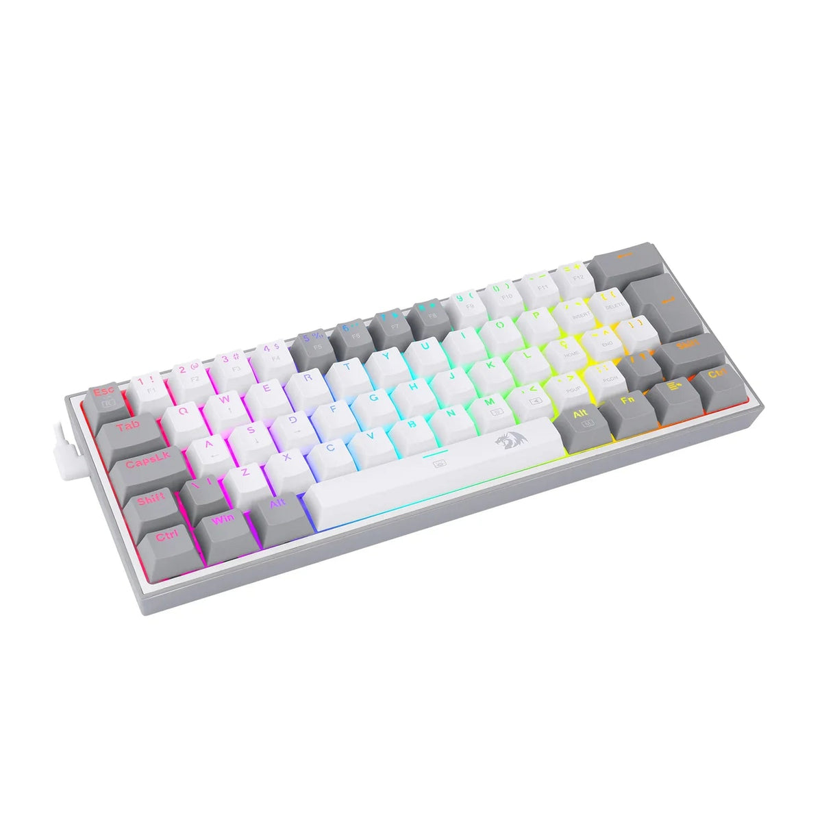 Teclado Gamer Redragon Fizz K617 RGB Mecánico Switch Red Blanco con Gris - Bestmart
