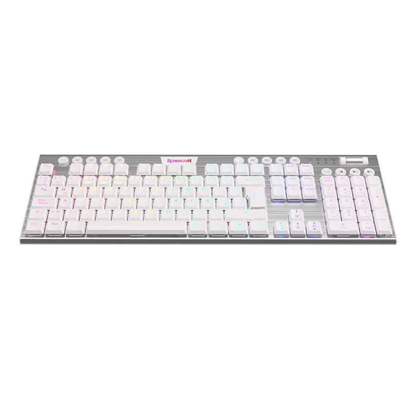 Teclado Gamer Redragon Horus K618W - RGB - SP Full Size WiFi - Blanco - Bestmart