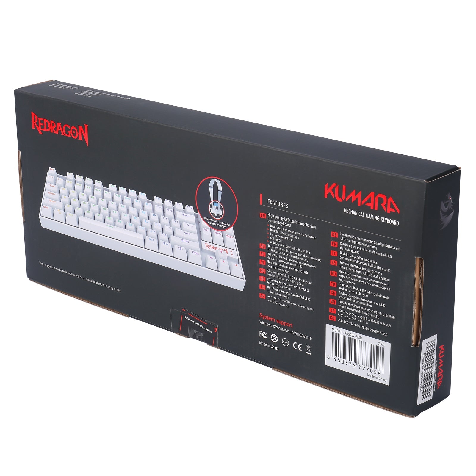 Teclado Gamer Redragon Kumara K552W RGB SP Switch Red Blanco - Bestmart