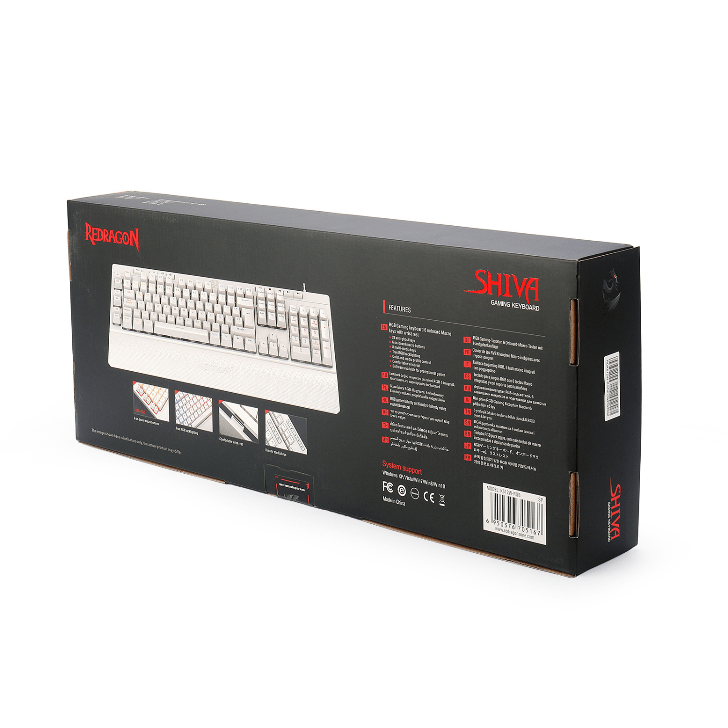 Teclado Gamer Redragon Shiva K512 RGB Español Blanco - Bestmart