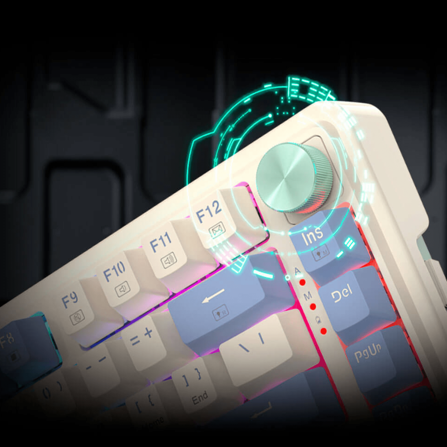 Teclado Gamer Redragon Ucal Pro K673 RGB Red Switch Blanco/Celeste Español - Bestmart