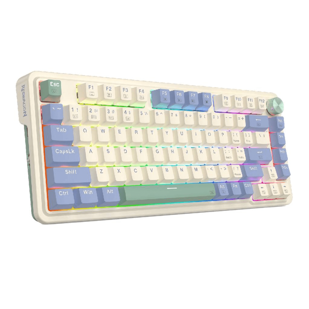 Teclado Gamer Redragon Ucal Pro K673 RGB Red Switch Blanco/Celeste Inglés - Bestmart