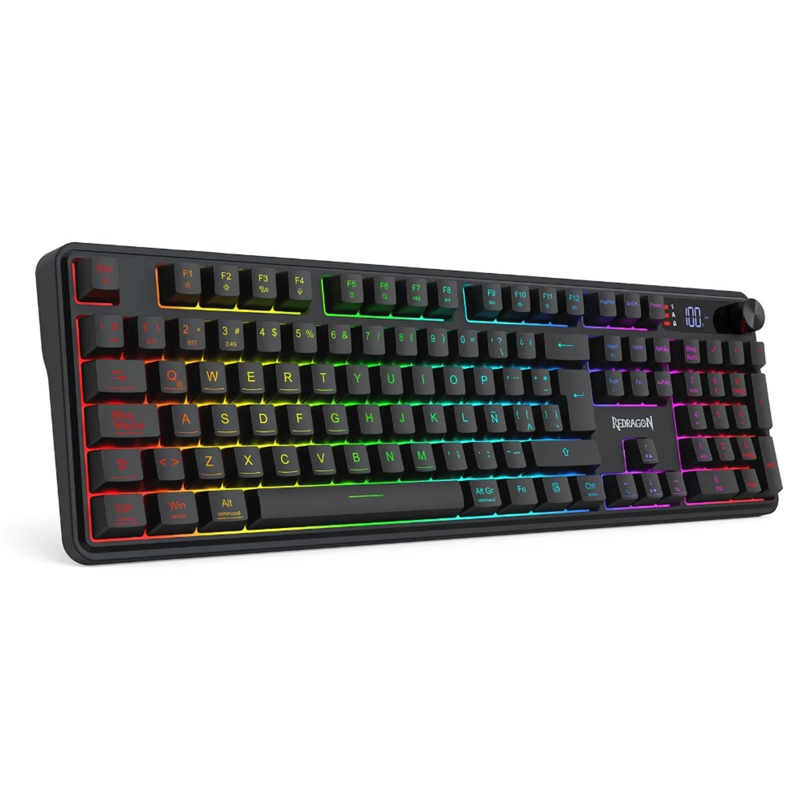 Teclado Gamer Redragon Volcano Pro K526-PRO Full Size RGB Inalámbrico Tri-Mode Negro - Bestmart