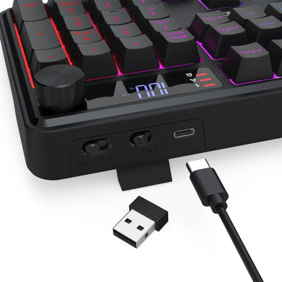 Teclado Gamer Redragon Volcano Pro K526-PRO Full Size RGB Inalámbrico Tri-Mode Negro - Bestmart