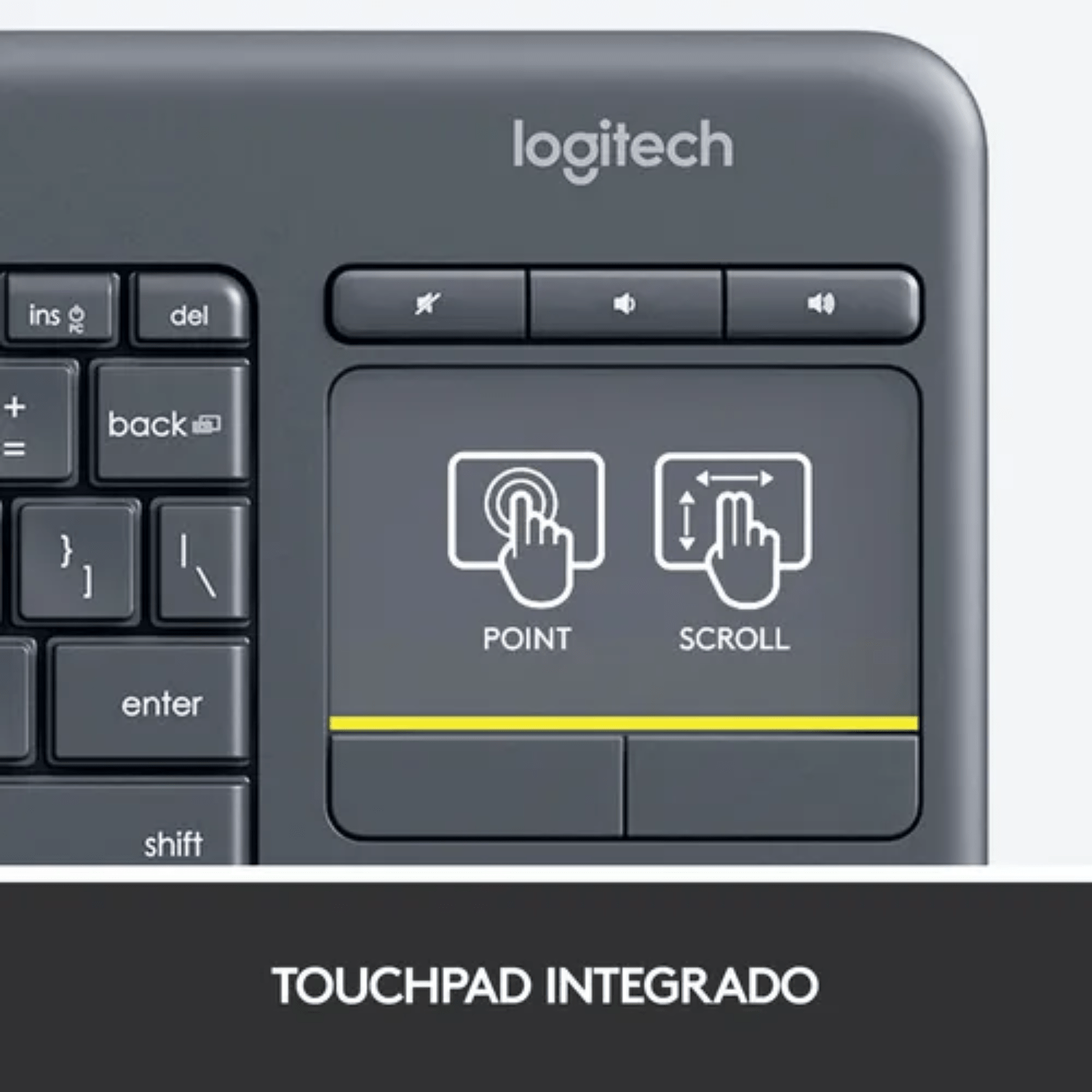 Teclado Inalambrico Logitech K400 Plus con touchpad negro - Bestmart
