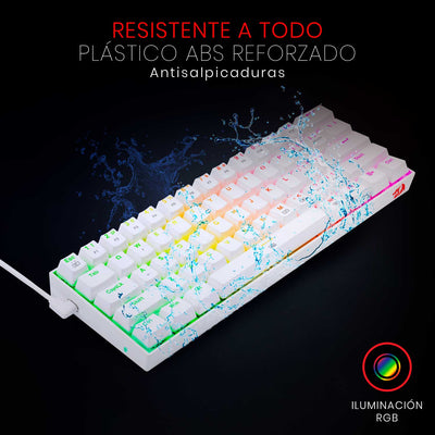Teclado Mecánico Gamer Redragon Dragonborn K630W RGB Switch Brown - Compacto 60% - Blanco - Español - Bestmart