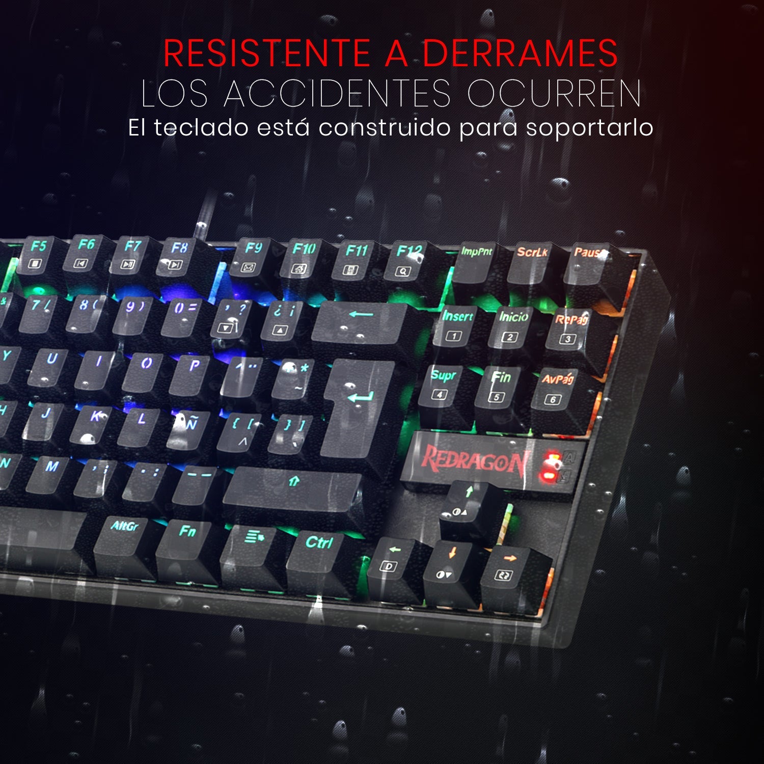 Teclado Mecánico Gamer Redragon Kumara 2 K552 Rainbow Switch Red - Compacto 80% - Negro - Español - Bestmart