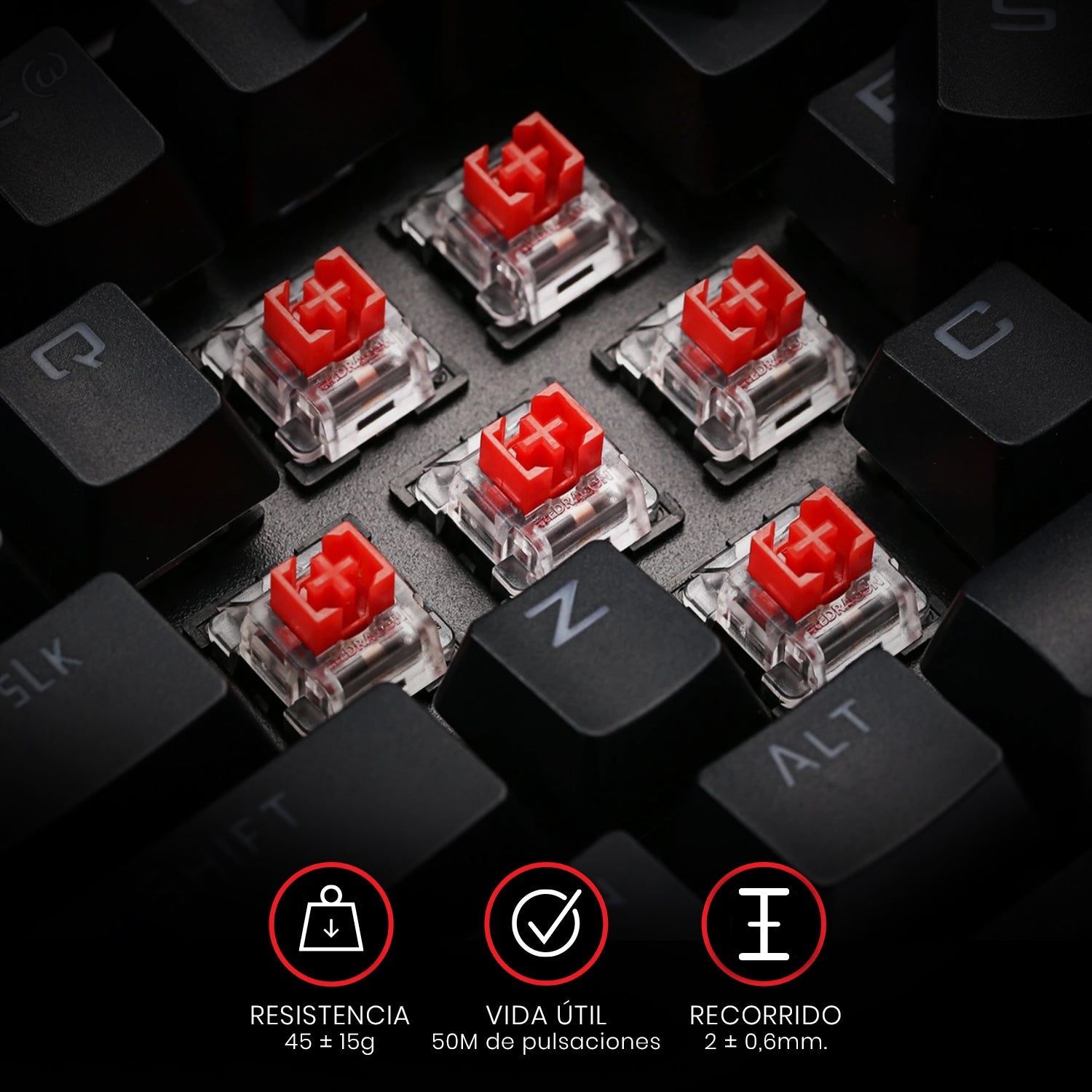 Teclado Mecánico Gamer Redragon Kumara K552 RGB Switch Red - Compacto 80% - Negro - Español - Bestmart