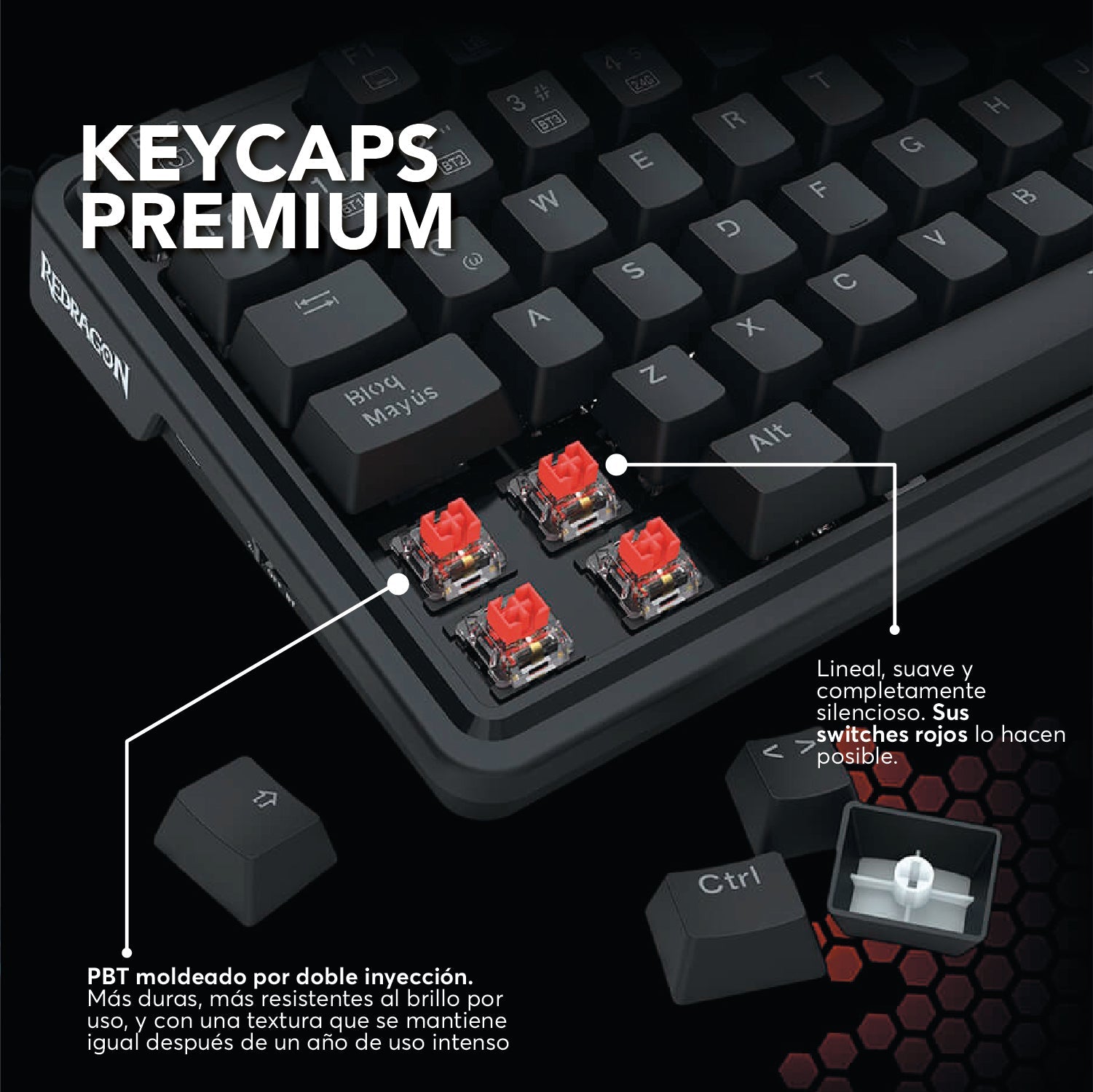Teclado Mecánico Gamer Redragon Ucal Pro K673 Chroma RGB Switch Red - Compacto 75% - Negro - Español - Bestmart